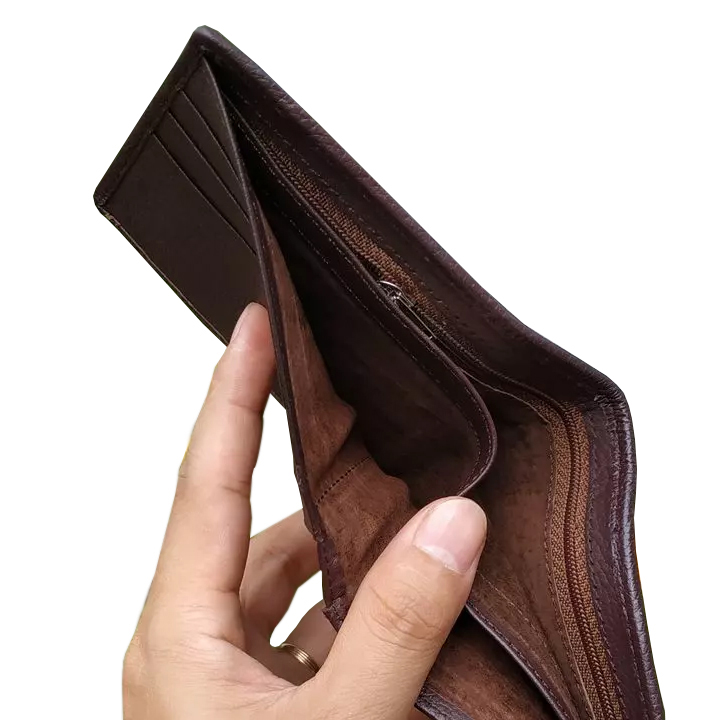 Bóp Da Cá Sấu Nam Màu Nâu Bàn Tay Cá Sấu - Ví Nam Da Cá Sấu Có Khoá Kéo Cao Cấp Dáng Ngang Thời Trang