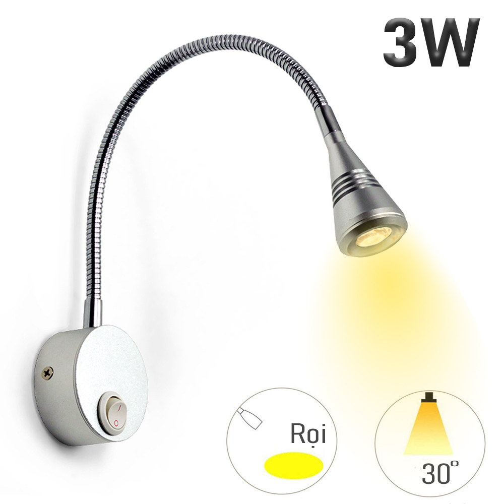 Đèn rọi Led gắn tường Kim loại 3W-220V, Đèn Đọc sách đầu giường, Đèn soi tranh trang trí phòng ngủ, phòng khách, nhà hàng, khách sạn