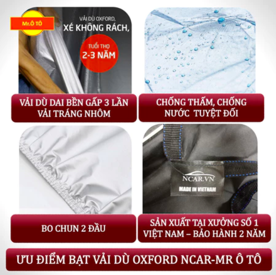 Bạt phủ ô tô vải dù Oxford cao cấp - Mr Ô Tô 10 size độc quyền - Bảo vệ xe tuyệt đối - Bảo hành 2 năm