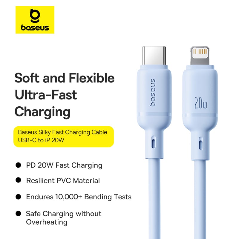 Cáp Sạc Nhanh Baseus Silky Series C to IP 20W (480Mbps) - Hàng chính hãng
