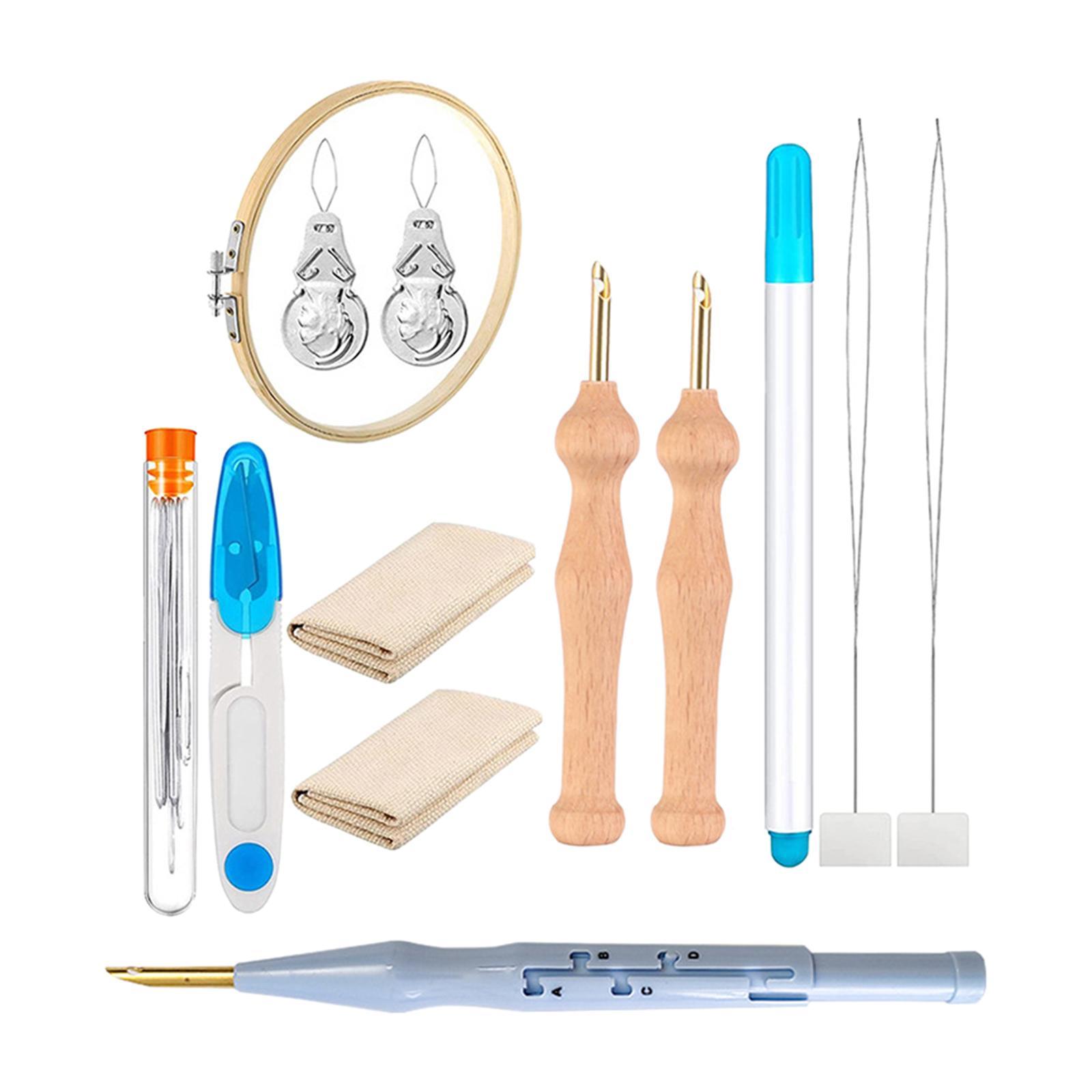 DIY Punch  Embroidery Kit W/ Cloth for  Knitting Sewing With