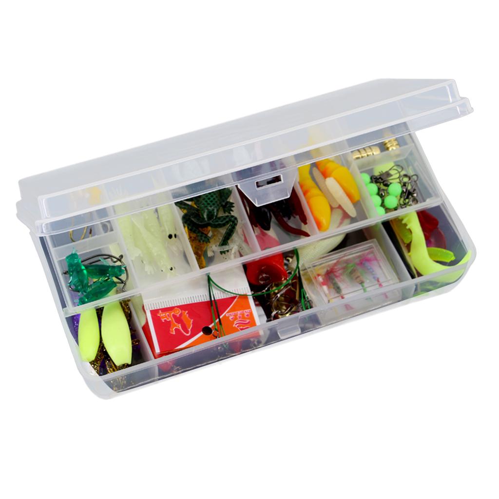 100pcs Bug Shrimp Bait Trolling Fishing Lures Tackle Bass Hooks Kit with Box