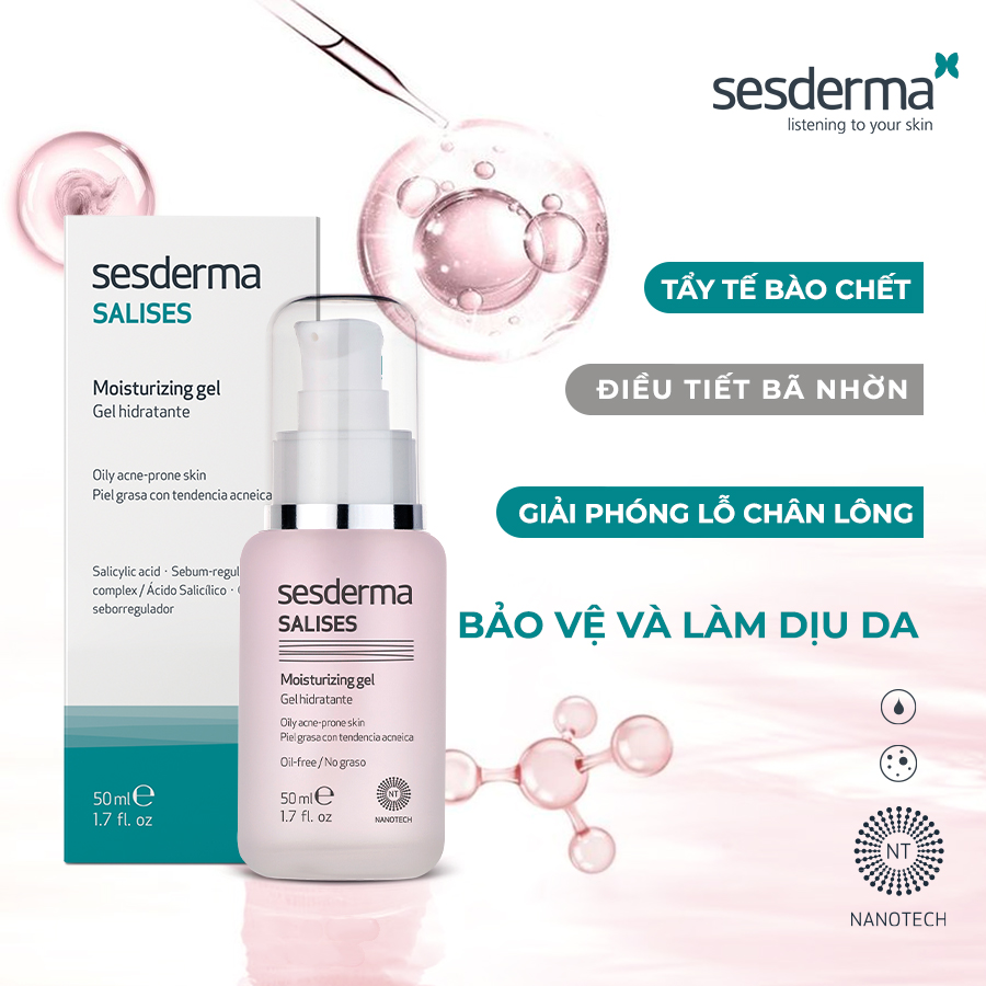 Gel dưỡng ẩm cho da dầu mụn Sesderma Salises 50ml