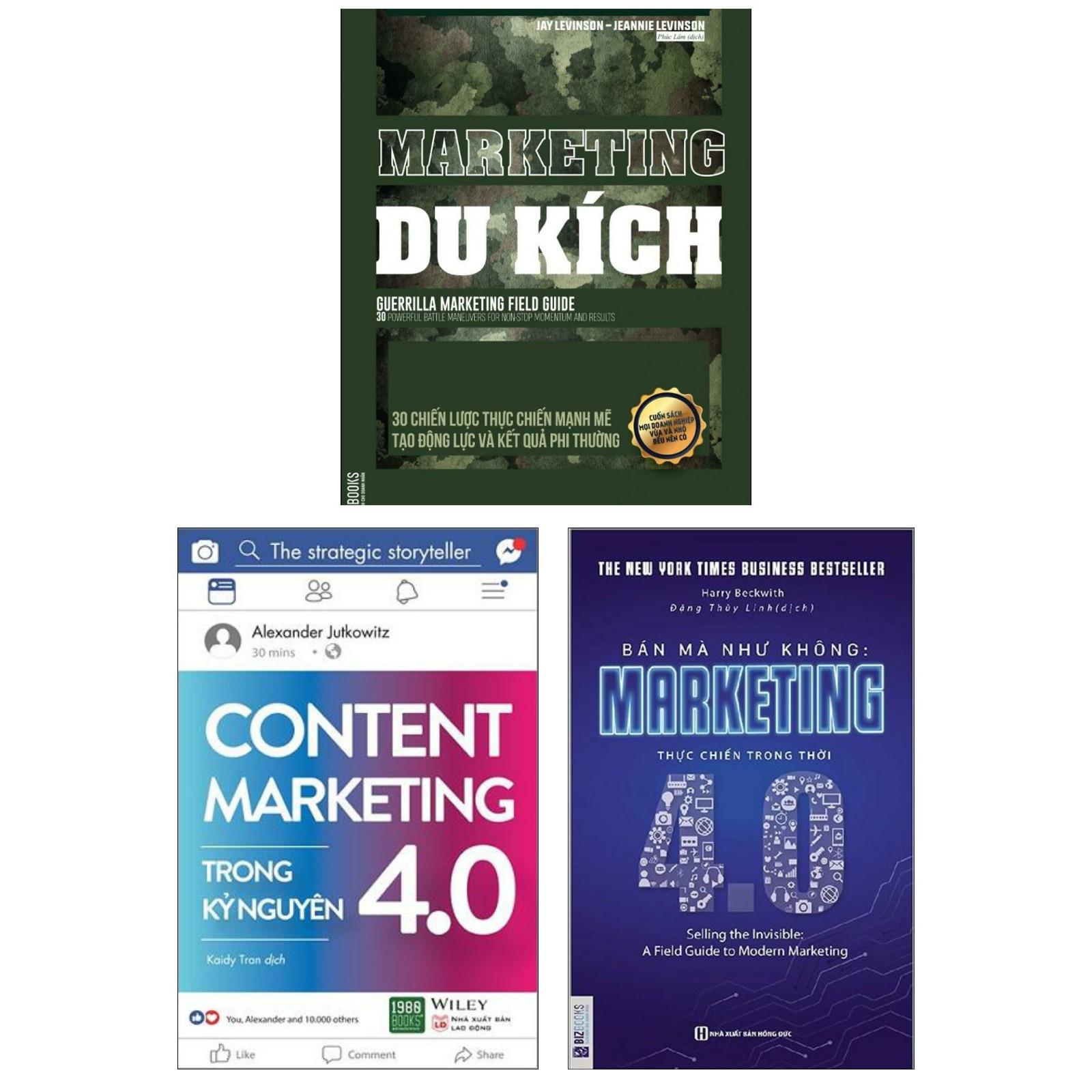 Combo Chiến Lược Marketing : Marketing du kích - 30 Chiến Lược Thực Chiến Mạnh Mẽ Tạo Động Lực Và Kết Quả Phi Thường + Content Marketing Trong Kỷ Nguyên 4.0 + Bán Mà Như Không Marketing Thực Chiến Trong Thời 4.0 ( Tặng Kèm Bookmark Thiết Kế )