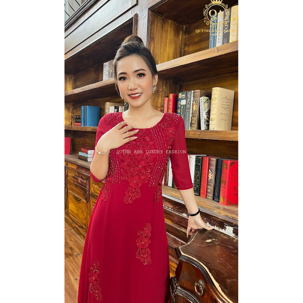 ÁO DÀI DẠ HỘI TRUNG NIÊN LUXURY SAPPHIRE DRESS