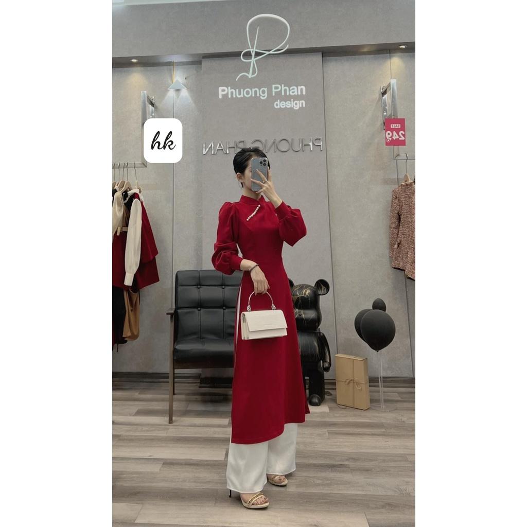 Áo dài đỏ truyền thống cách điệu, Áo dài tết- December Fashion