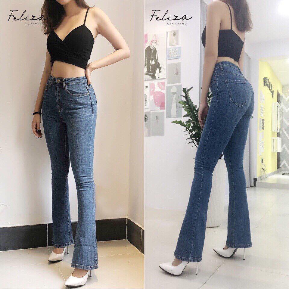 Quần jeans nữ ống loe  dài