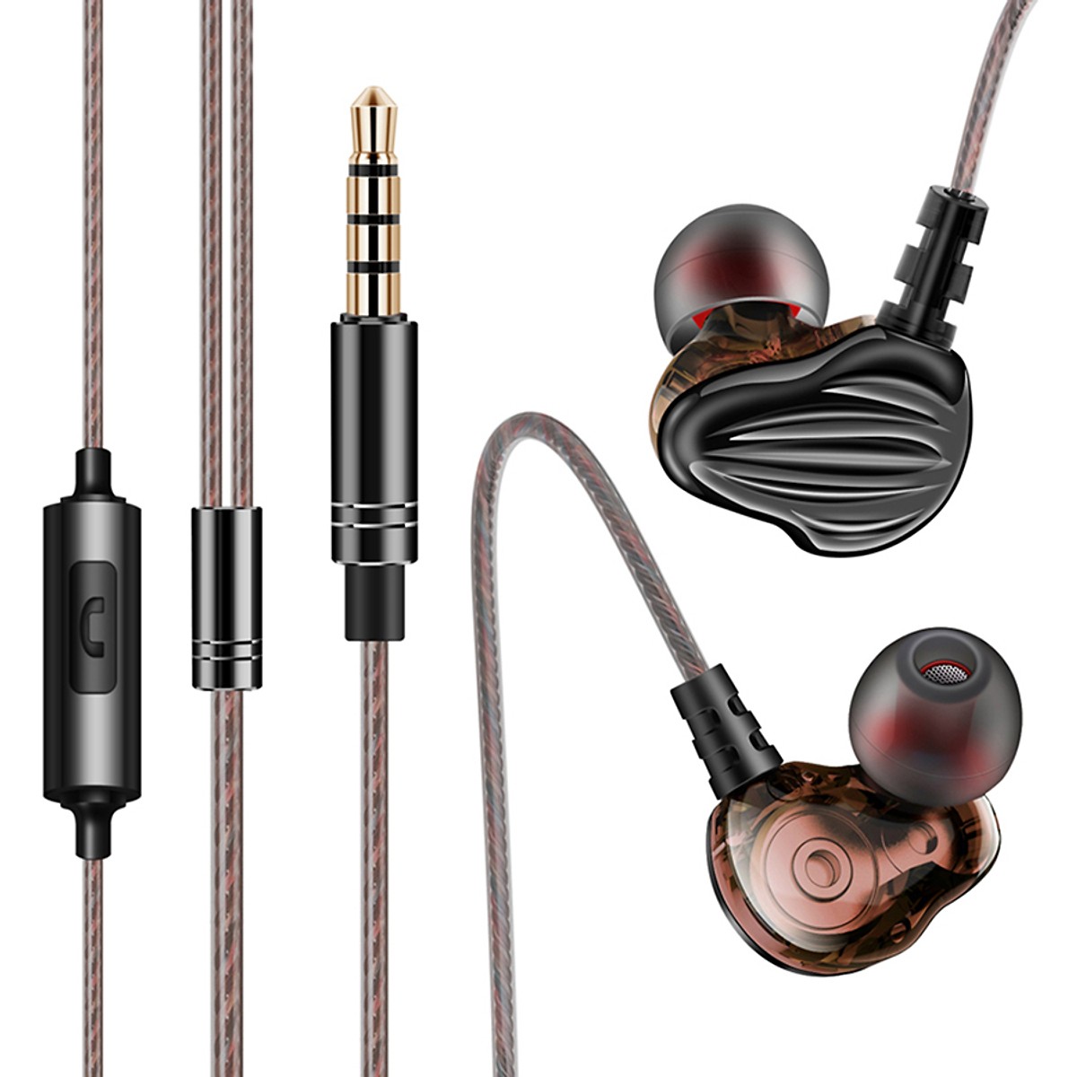 Tai Nghe nhét tai Sport Earphone móc qua vành tai kèm 4 mút tai nghe và hộp đựng (Đen)