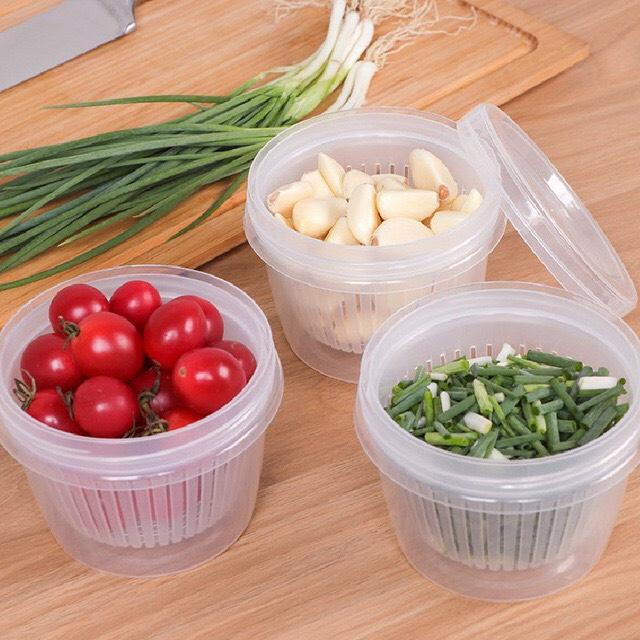 Hộp Bằng Nhựa Tiện Dụng Đựng Rau Củ Có Lưới Thoát Nước, Dễ Dàng Bảo Quản Rau Củ , Chất Liệu An Toàn