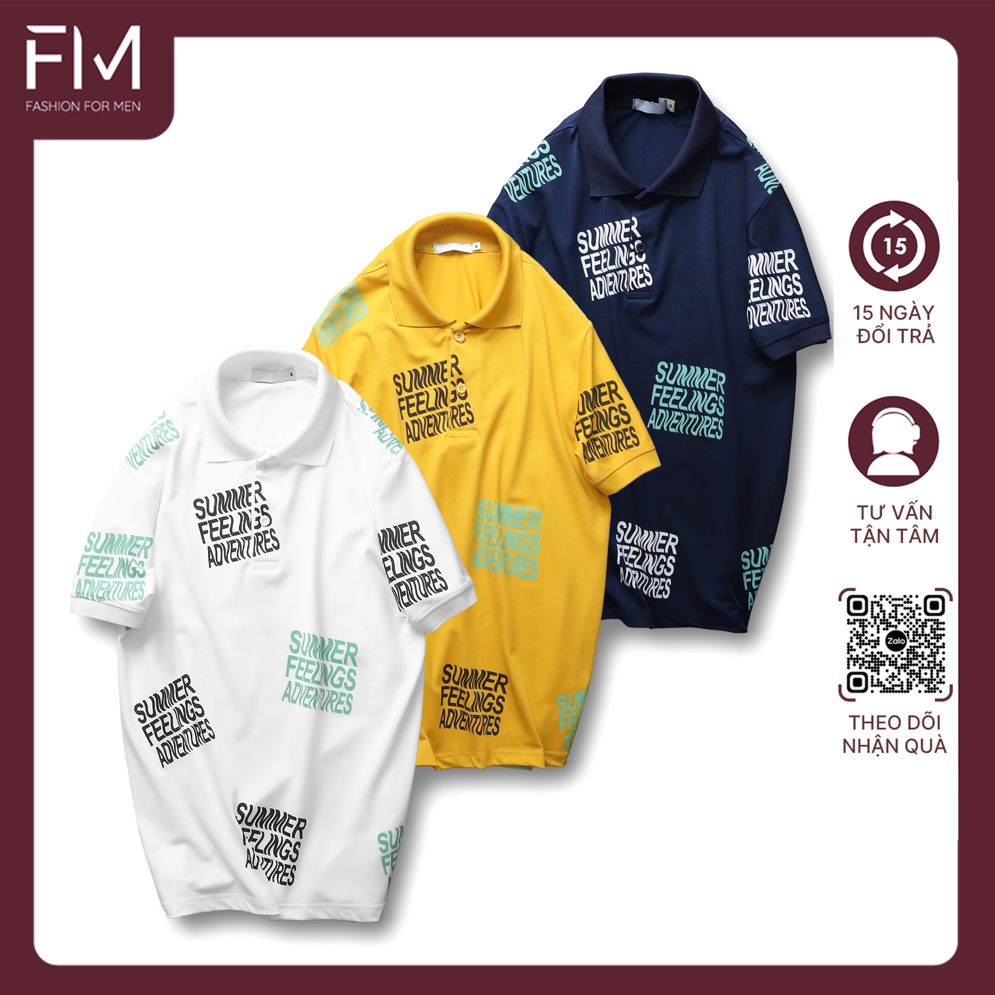 Áo thun cổ bẻ nam ngắn tay, thiết kế in chữ cao cấp, tránh bong tróc - FORMEN SHOP - FMPS192