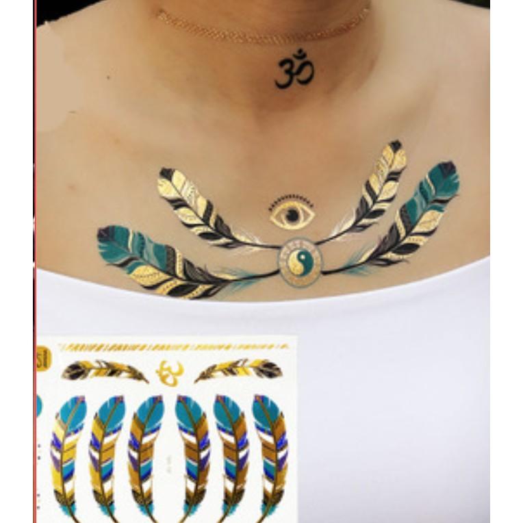 Hình xăm dán ánh kim tattoo gold cao cấp 15x21cm