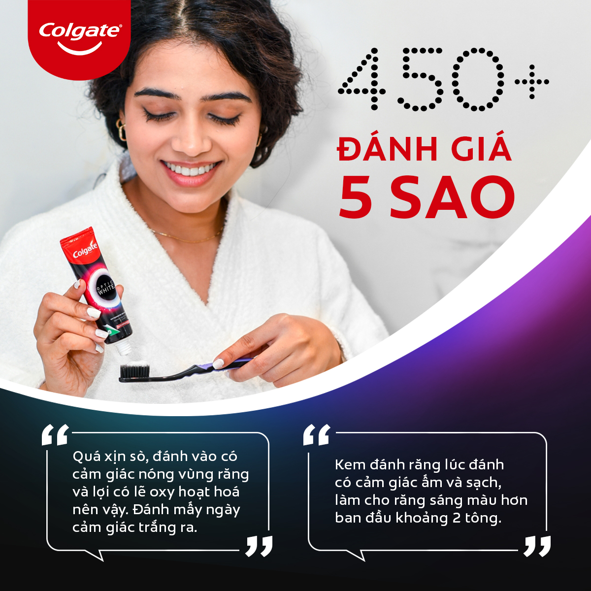 Bộ 4 Kem Đánh Răng Colgate Optic White O2 Oxy Hoạt Tính trắng răng 3 ngày 85g