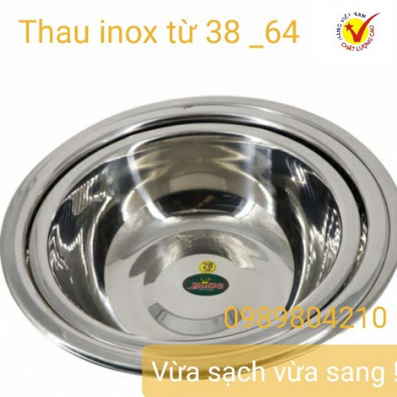 Thau inox 304 (Tô) Chậu inox 304 INOVI hàng dày đủ size từ 38 _64