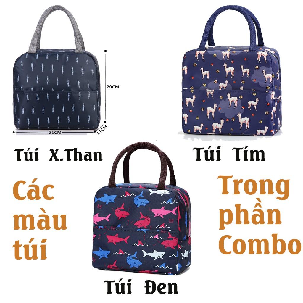 Hộp Đựng Cơm Và Thức Ăn 2 Tầng Kèm Túi Và Bộ Đũa Thía Inox Có Hộp Đựng