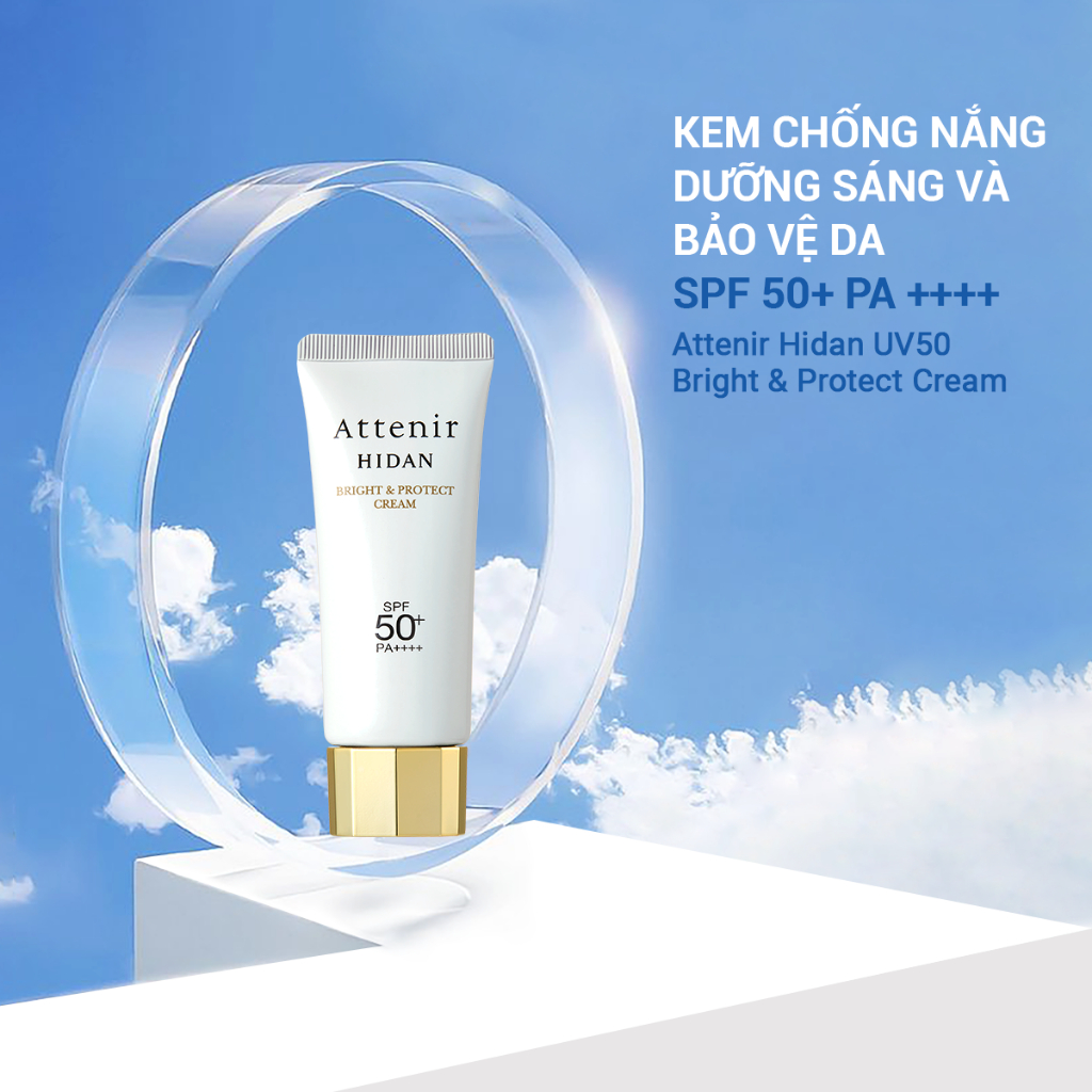 Kem chống nắng dưỡng sáng và bảo vệ da SPF 50+ PA ++++ 40g Attenir Hidan Bright & Protect Cream