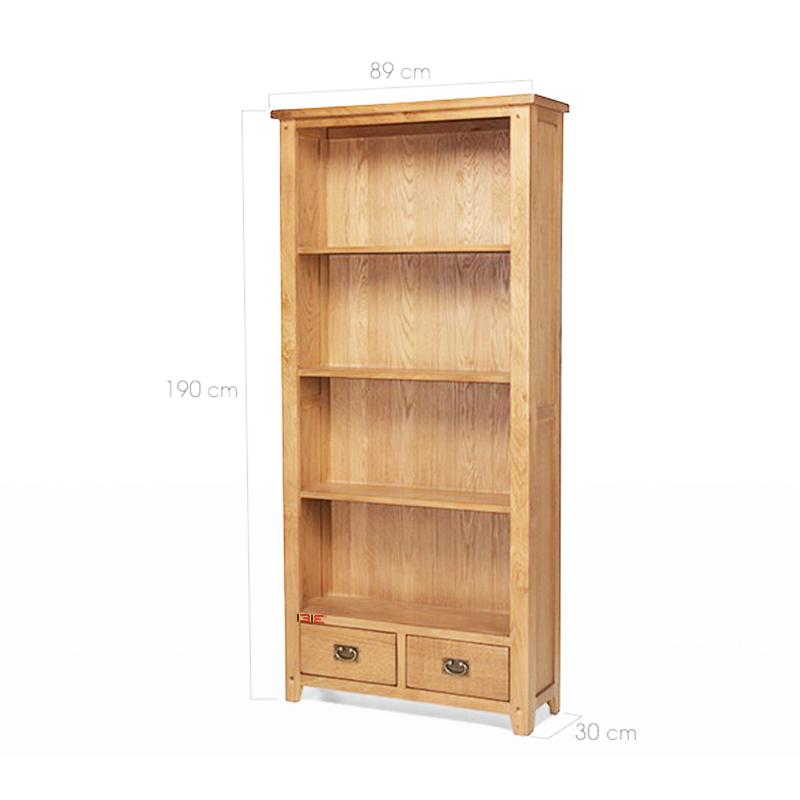 Tủ sách 4 ngăn 2 hộc kéo Rustic gỗ sồi