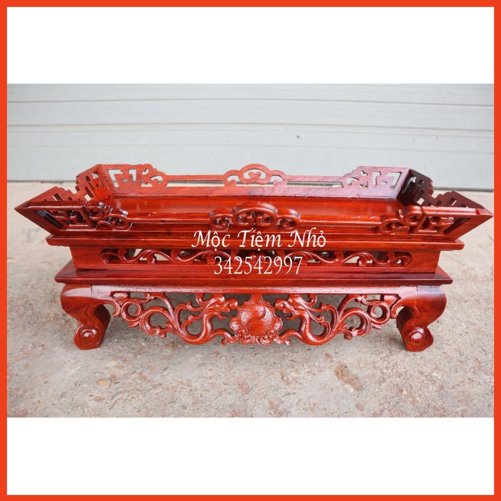 Bệ đài nước - Mâm tế - Mâm bịch đựng chén nước thờ gỗ hương dài 42cm cao 20cm sâu 18cm