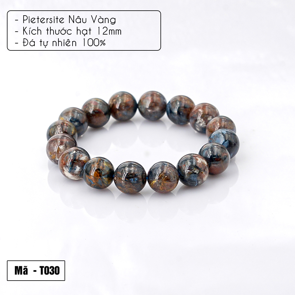 Vòng tay Pietersite Nâu Vàng VIP 12mm do Anqlo tác chế