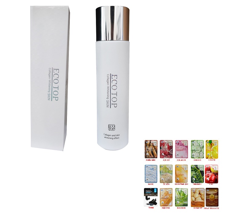 Nước Hoa Hồng ECOTOP Collagen Whitening Skin 150ml KOREA [ Tặng Mặt Nạ 3W Clinic ]