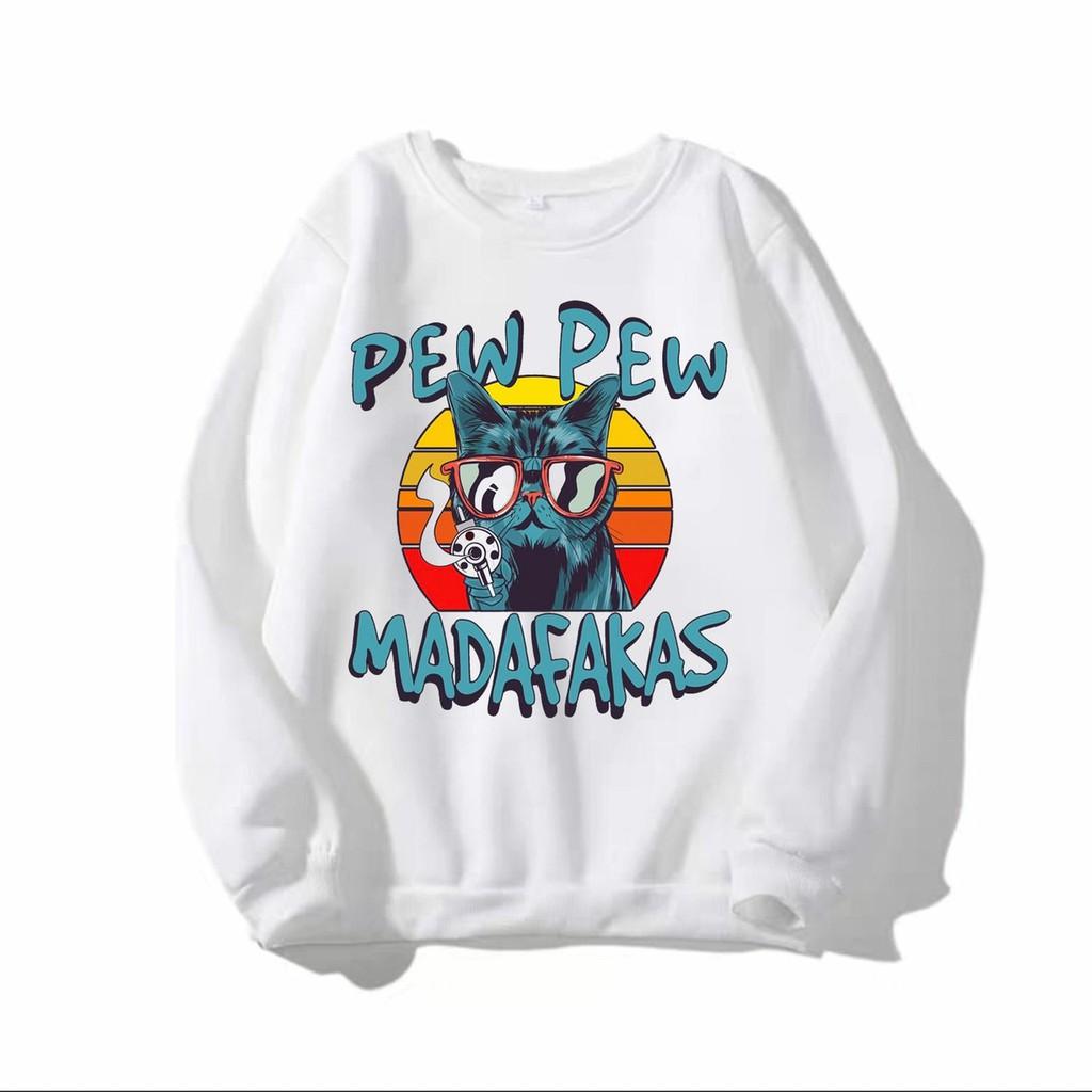 Áo sweater nam nữ in hình PEW PEW dễ thương, chất nỉ dày dặn, hợp làm áo cặp - DS124