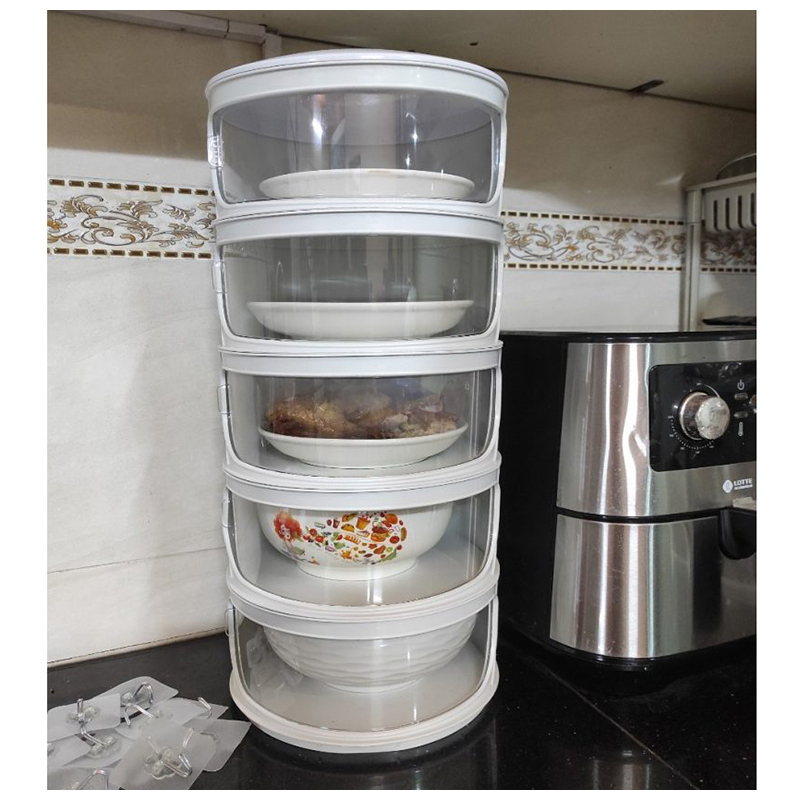 Lồng Bàn Đa Tầng, Khay Hộp Đậy Thức Ăn 5 Tầng MẪU CÓ TAY CẦM - Giữ Nhiệt Chống Bụi Côn Trùng Tiện Dụng, khay đậy thực phẩm hộp đựng thức ăn LOẠI LẮP SẴN