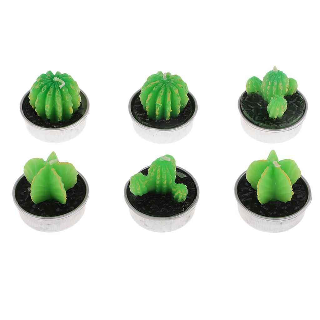 6 Pieces Quality Cactus Tealight Candles Tea Light Candle Holder Unscented Paraffin Wax Candles Vivid Plant Decoration Candles