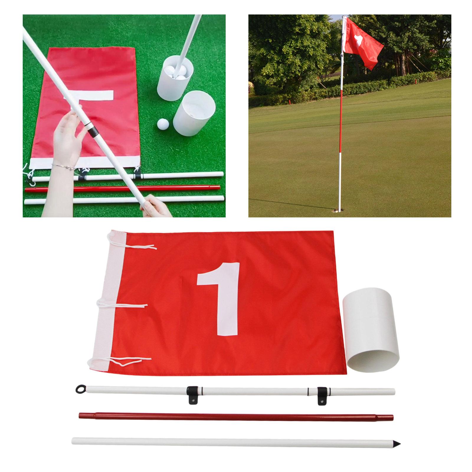 Portable 3-Section Golf Flagsticks Set Golf Practice Hole Cup Putting Green Flag All 6 ft Golf Pin Flags