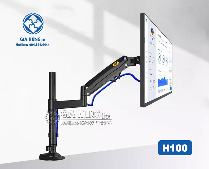 Giá Treo Màn Hình NB H100 22 - 35 Inch - Tay Treo Màn Hình Máy Tính Gắn Bàn Xoay 360 Độ