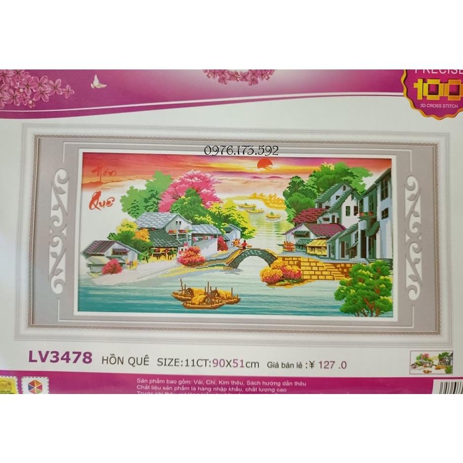 Tranh thêu chữ thập Hồn Quê LV3478-90x51cm