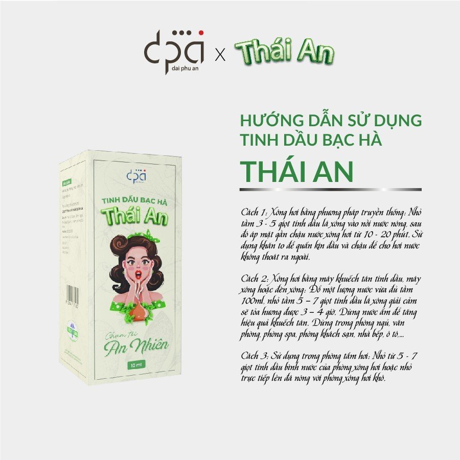Tinh dầu Bạc Hà Thái An - Đạt chứng nhận ISO toàn cầu 13485 - Tinh dầu xông hương, xoa bóp, đuổi côn trùng, tắm thư giãn