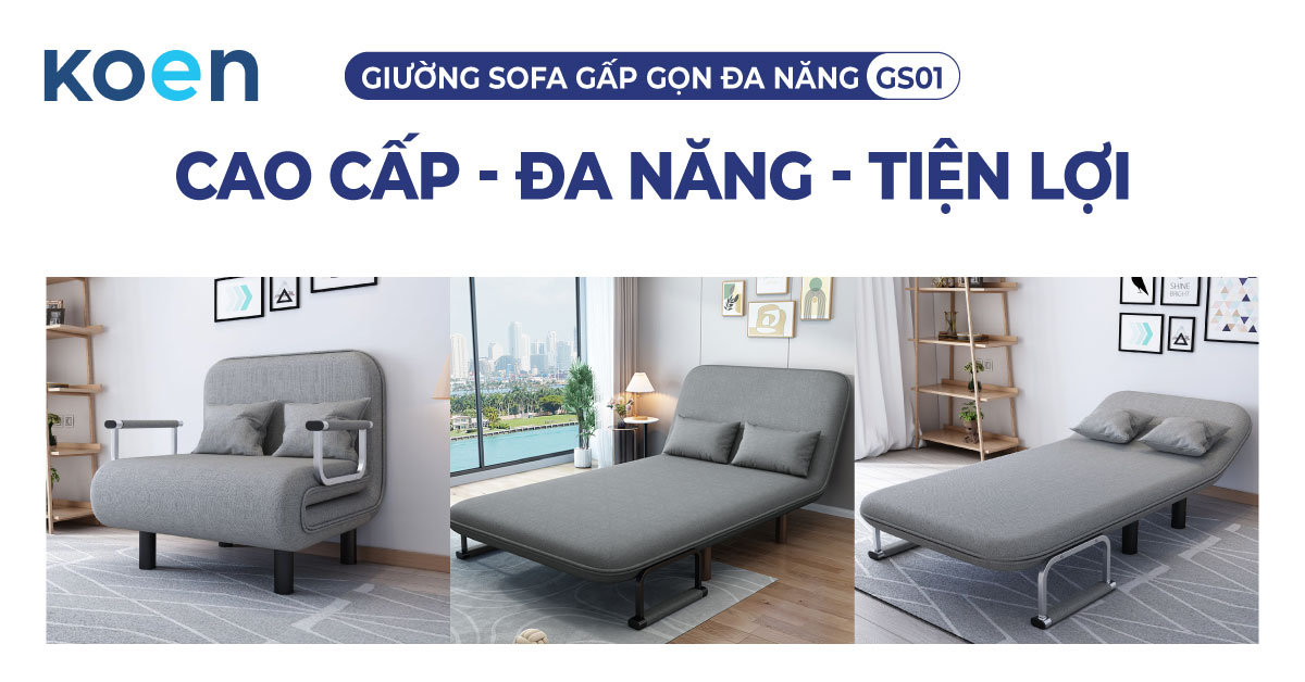 Giường Sofa Gấp Gọn Đa Năng Koen, ghế sofa mở ra thành giường