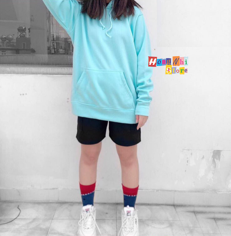 Áo Hoodie Trơn Màu Xanh Ngọc Cao Cấp Dáng Rộng Unisex Nam Nữ Mặc Được - MM