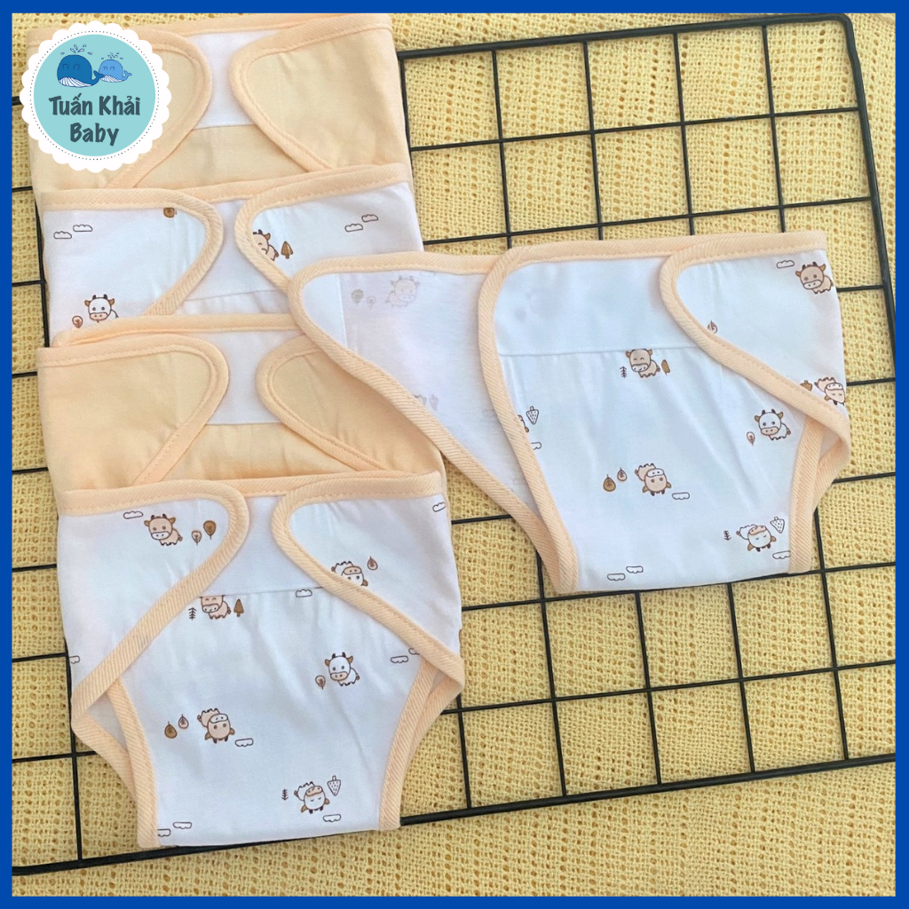 Set 5 Tã Vải Sơ Sinh CUNCON cho bé trai, bé gái | Size 1,2,3 cho bé sơ sinh -9kg | Chất vải cotton mềm, mịn, miếng dán mềm