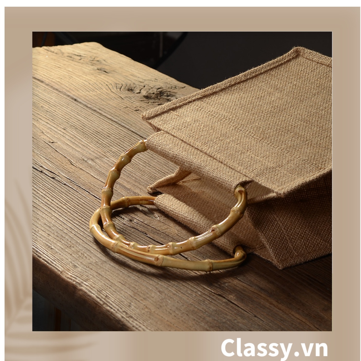 Túi Đay Trơn Retro hình trụ đứng, Kiểu dáng Vintage - Sản phẩm thân thiện với Môi trường T239