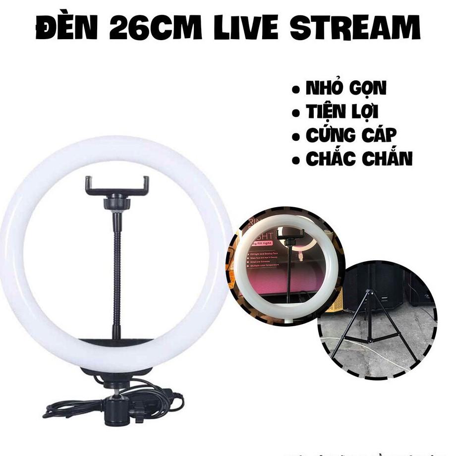 Bộ đèn livestream 26cm hỗ trợ makeup - spa làm đẹp, quay vlog - chụp ảnh - livetream fb- tặng kèm chân đỡ 2m1