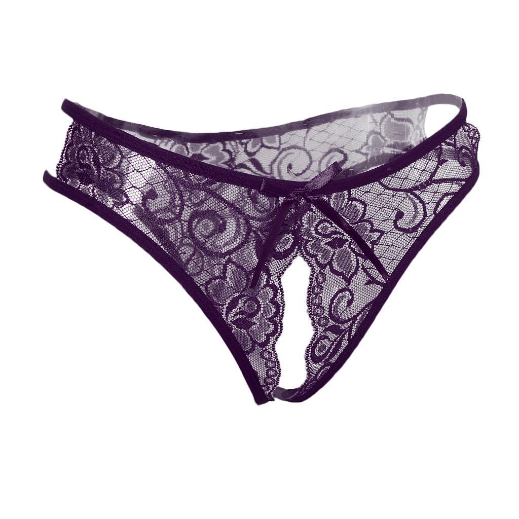 3-6pack Womens Sexy Floral Lace Thong Underwear Crotchless Panties Lingerie