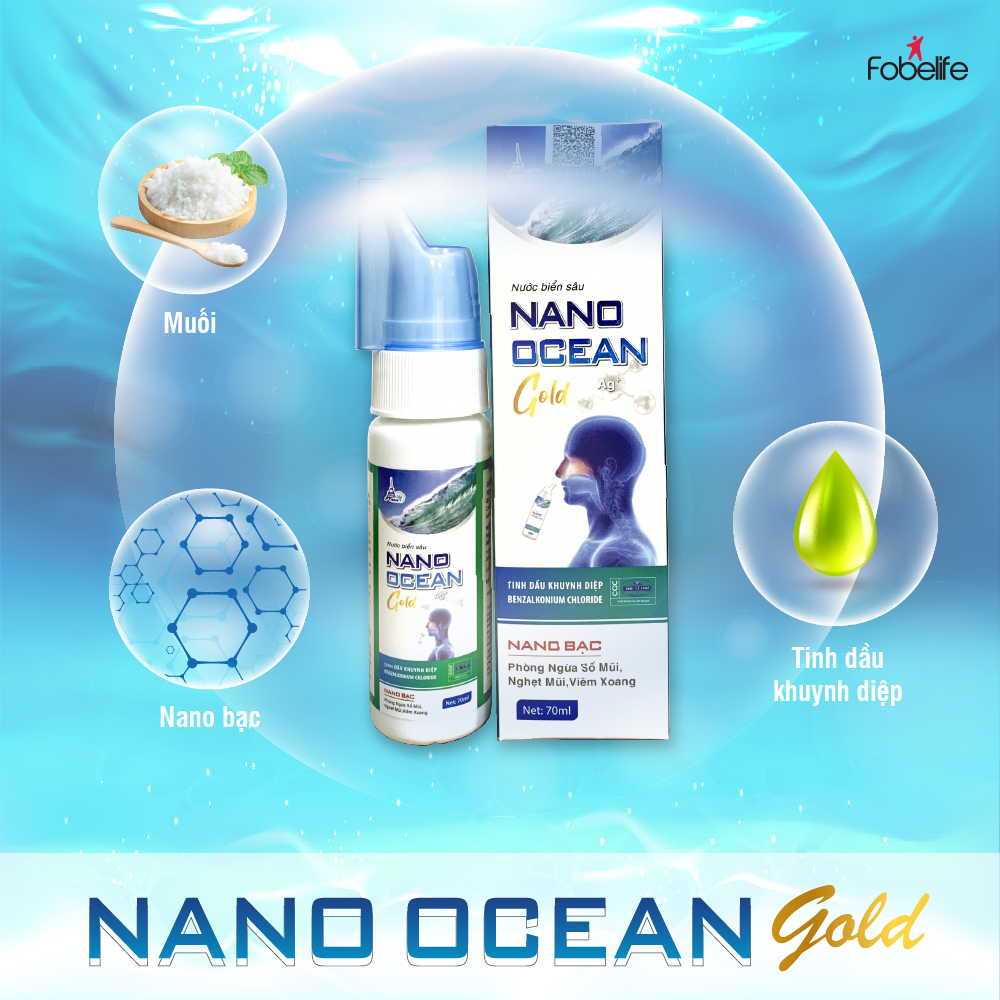 Combo 2 Chai Xịt Nano Bạc Vệ Sinh Mũi Người Lớn Nano Ocean Gold Chai 70 ml