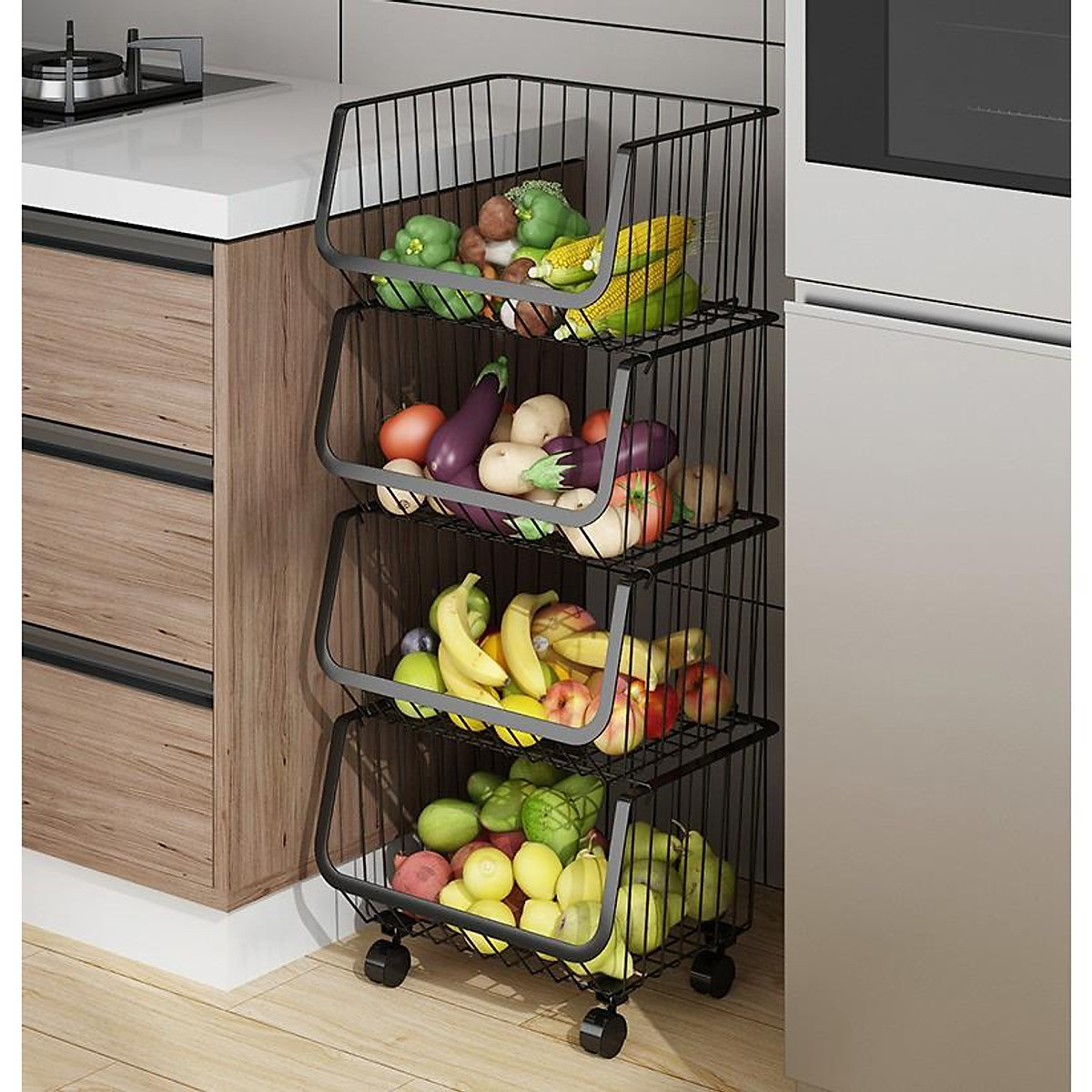 Kệ Để Rau Củ Quả Nhà Bếp, Giá Để Đồ Đa Năng, Kệ Để Đồ Nhà Bếp Sơn Tĩnh Điện Cao Cấp - Hàng Cao Cấp