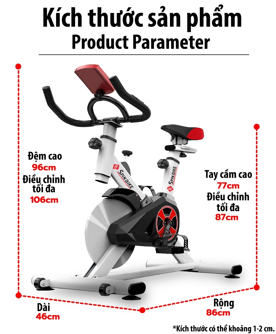 BG Xe đạp tập thể thao thể dục Mẫu S303 Spining Bike - RED