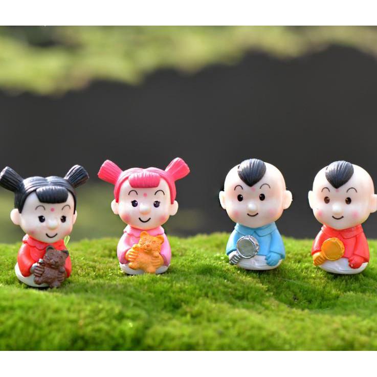 Cặp Bé trai gái trang trí tiểu cảnh, terrarium quà tặng trang trí