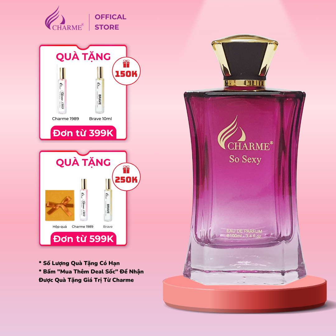 Nước hoa nữ thơm lâu, Charme So Sexy, mùi hương hoa hồng, tươi mát sảng khoái, lưu hương lâu, 100ml