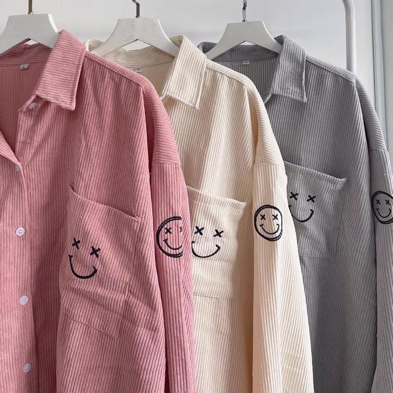 Áo Sơ Mi Nhung Gân ICON SMILE Thêu