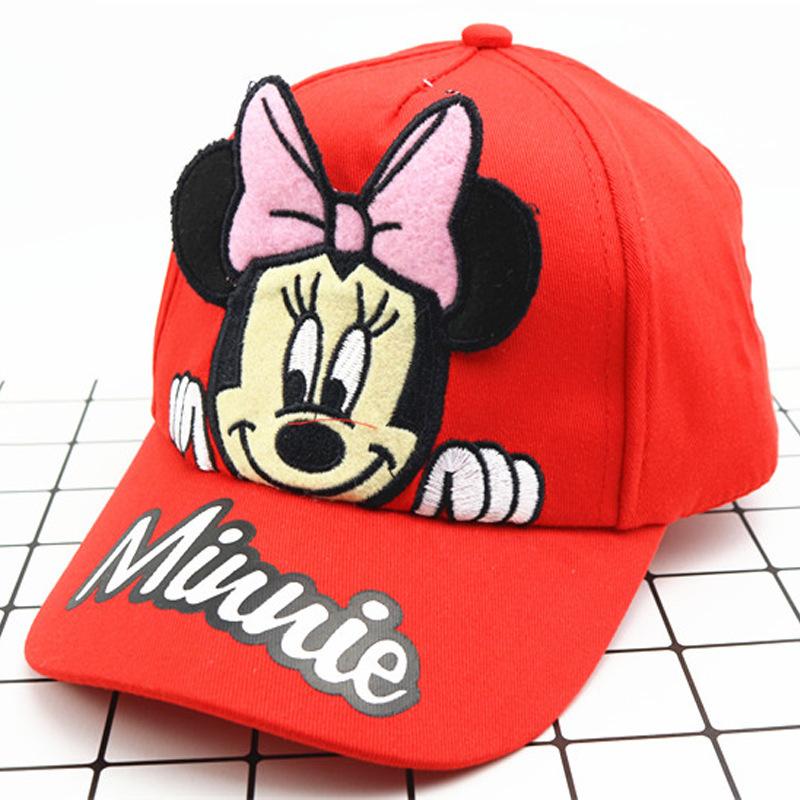 Phim hoạt hình Disney Minnie Trẻ em mũ trẻ em Mũ bóng chày Casual Mũ Bông tai dễ thương Cotton điều chỉnh Mũ mặt trời 3-8 tuổi Color: C