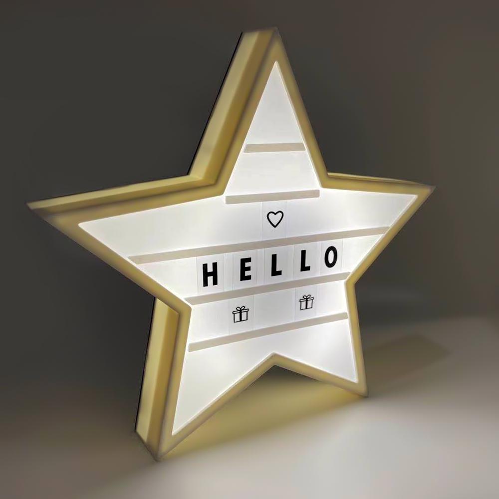 Hộp đèn chiếu phim, hình ngôi sao với các chữ cái
