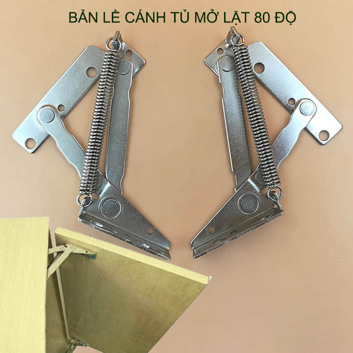 Bộ 2 bản lề 80 độ, dùng cho tủ bếp, tủ để đồ với cánh mở lật, làm bằng thép mạ niken chống gỉ