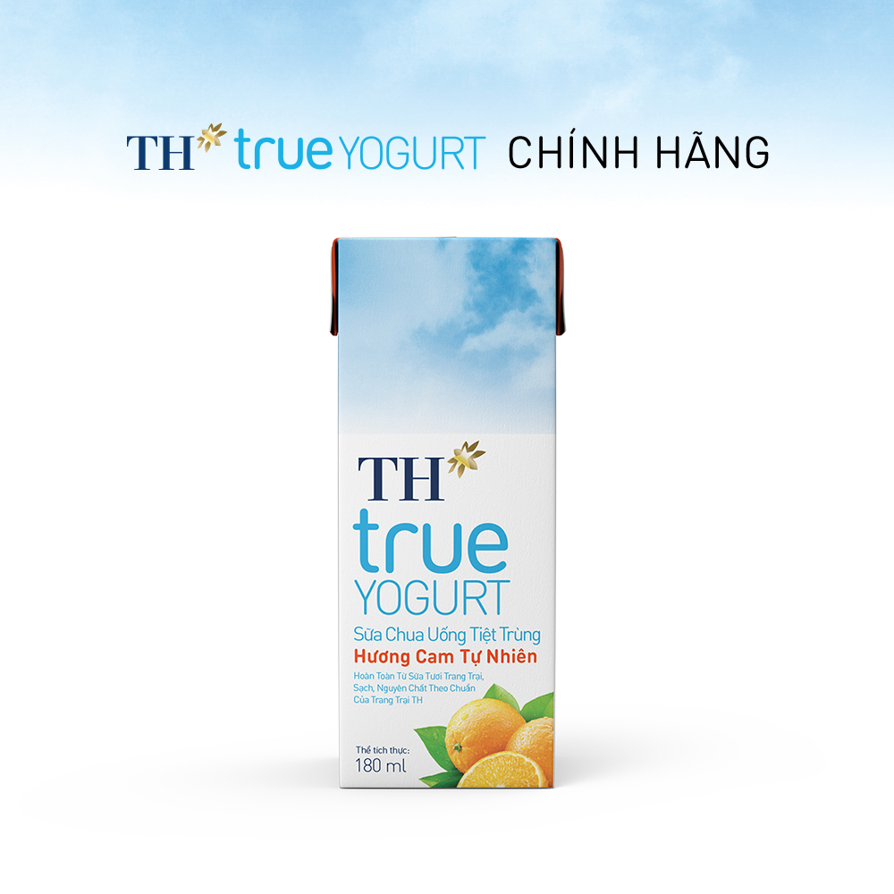 Thùng 48 hộp sữa chua uống tiệt trùng hương cam tự nhiên TH True Yogurt 180ml (180ml x 48)