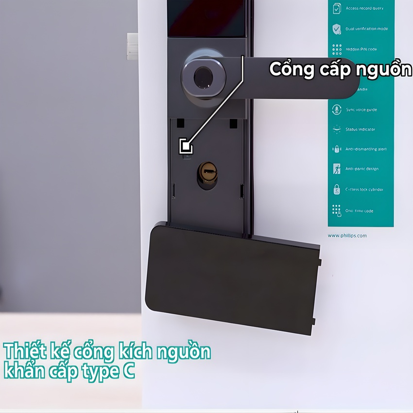 HÁNG CHÍNH HÃNG - Bộ khóa cửa thông minh Gateway điều khiển từ xa, vân tay, thẻ từ, mật khẩu và chìa cơ. Thương hiệu Hà Lan cao cấp Philips DDL610-5HBS