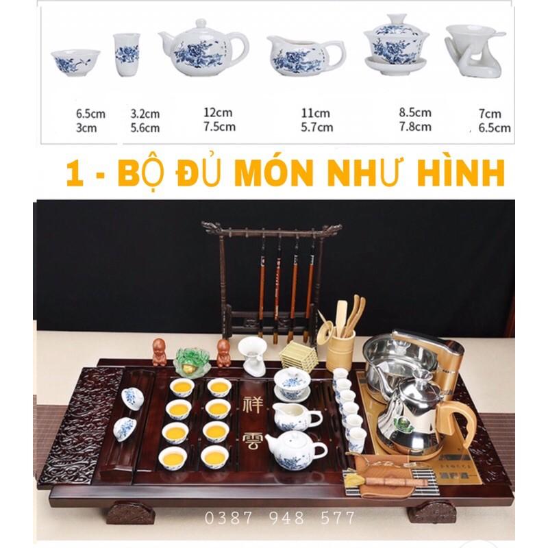 Bàn trà điện thông minh đa năng cao cấp cảm ứng tự động bơm nước Khung gỗ 92cm,Bộ bàn trà đạo mặt nan màu nâu