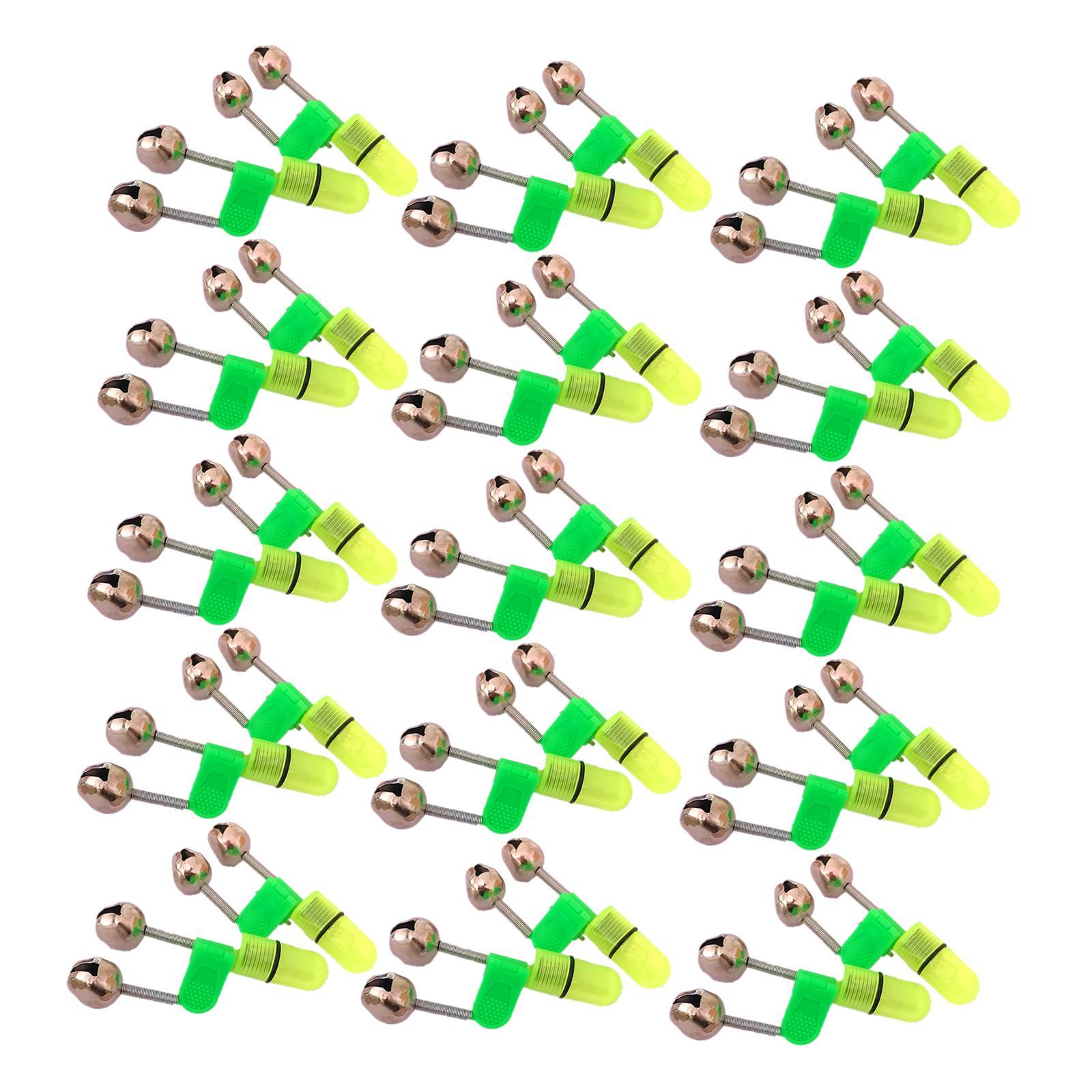 30Pcs Fishing Bells Indicator LED Dual Bells Alarm Clip for Night Fishing
