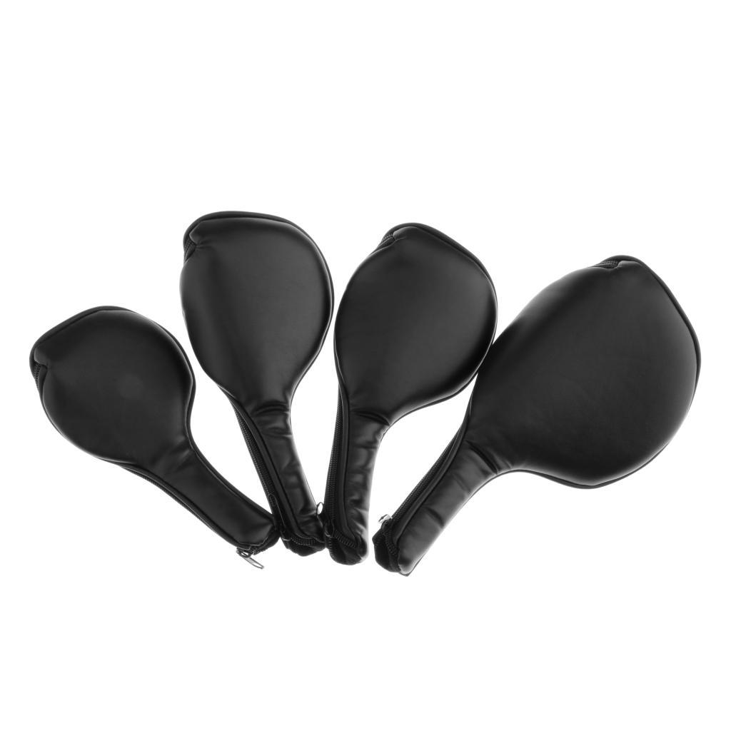 4-Pack Zippered PU Leather Golf Iron Covers Set Universal Fit Most Iron Clubs